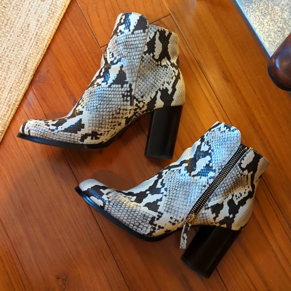 Aldo Booties with Snake Pattern 7.5